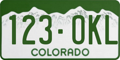 CO license plate 123OKL