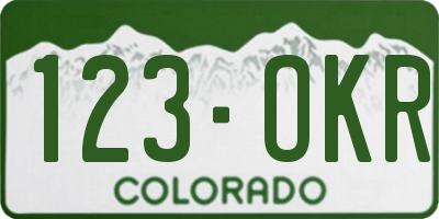 CO license plate 123OKR