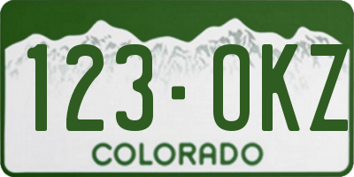 CO license plate 123OKZ