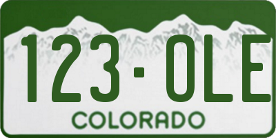 CO license plate 123OLE