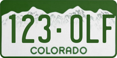 CO license plate 123OLF