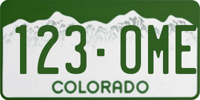 CO license plate 123OME