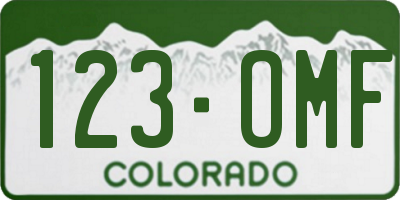 CO license plate 123OMF
