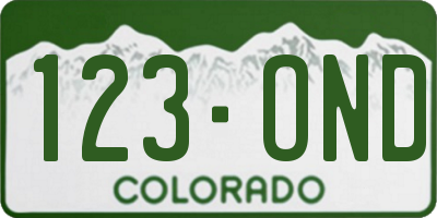 CO license plate 123OND