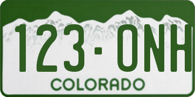 CO license plate 123ONH