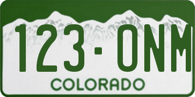 CO license plate 123ONM