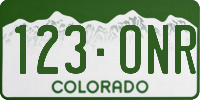 CO license plate 123ONR