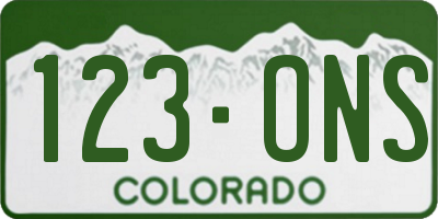 CO license plate 123ONS