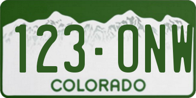 CO license plate 123ONW