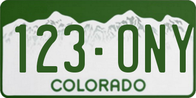 CO license plate 123ONY
