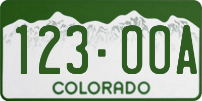 CO license plate 123OOA