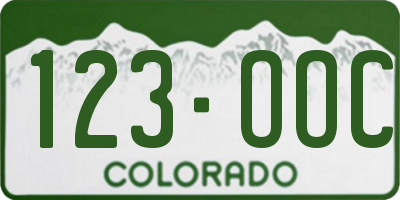 CO license plate 123OOC