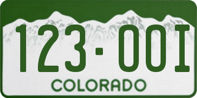 CO license plate 123OOI