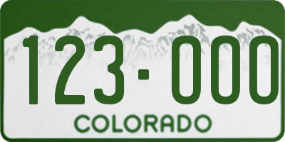 CO license plate 123OOO