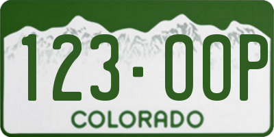 CO license plate 123OOP