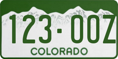 CO license plate 123OOZ