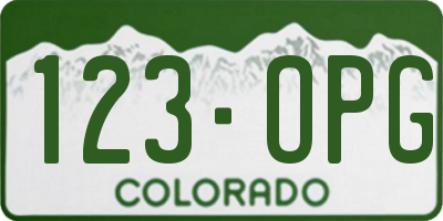 CO license plate 123OPG