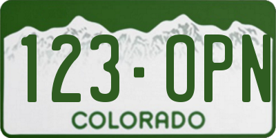 CO license plate 123OPN