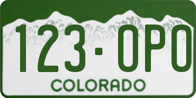 CO license plate 123OPO
