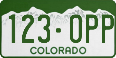 CO license plate 123OPP
