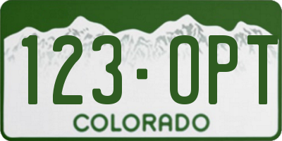 CO license plate 123OPT