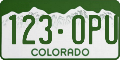 CO license plate 123OPU
