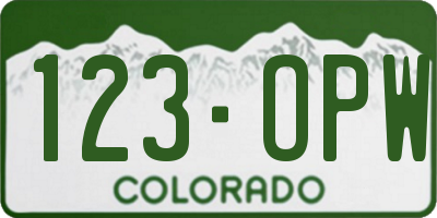 CO license plate 123OPW