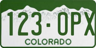 CO license plate 123OPX