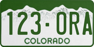 CO license plate 123ORA