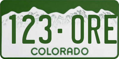 CO license plate 123ORE