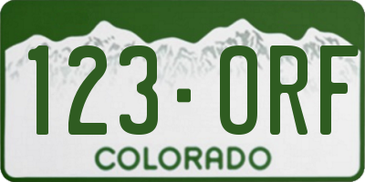 CO license plate 123ORF