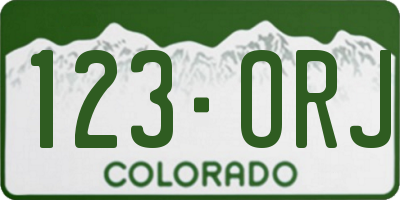CO license plate 123ORJ