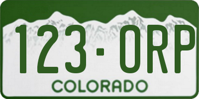 CO license plate 123ORP