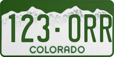 CO license plate 123ORR