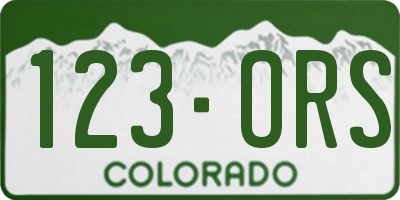 CO license plate 123ORS