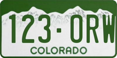 CO license plate 123ORW