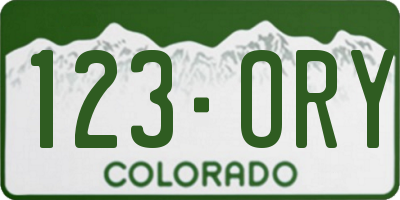 CO license plate 123ORY