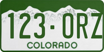 CO license plate 123ORZ