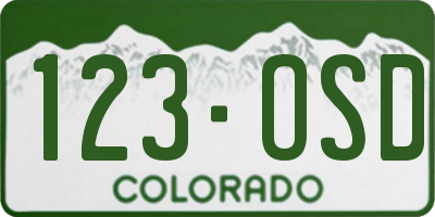 CO license plate 123OSD
