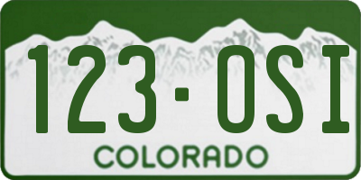 CO license plate 123OSI