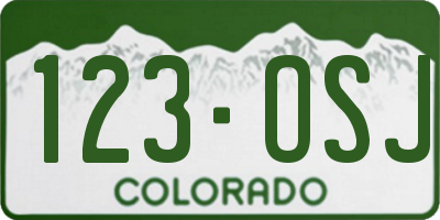 CO license plate 123OSJ