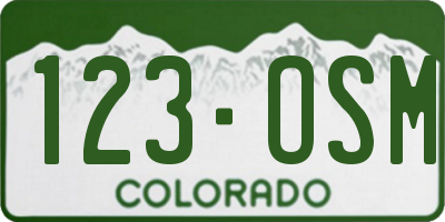 CO license plate 123OSM