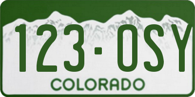 CO license plate 123OSY