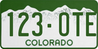 CO license plate 123OTE