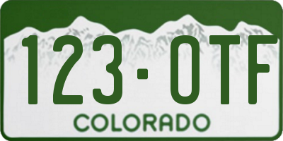 CO license plate 123OTF