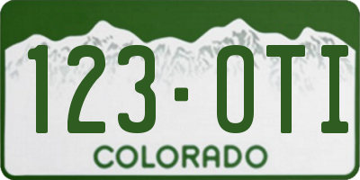 CO license plate 123OTI