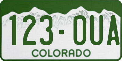 CO license plate 123OUA