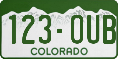 CO license plate 123OUB
