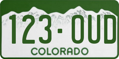 CO license plate 123OUD