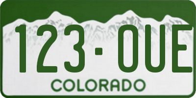 CO license plate 123OUE